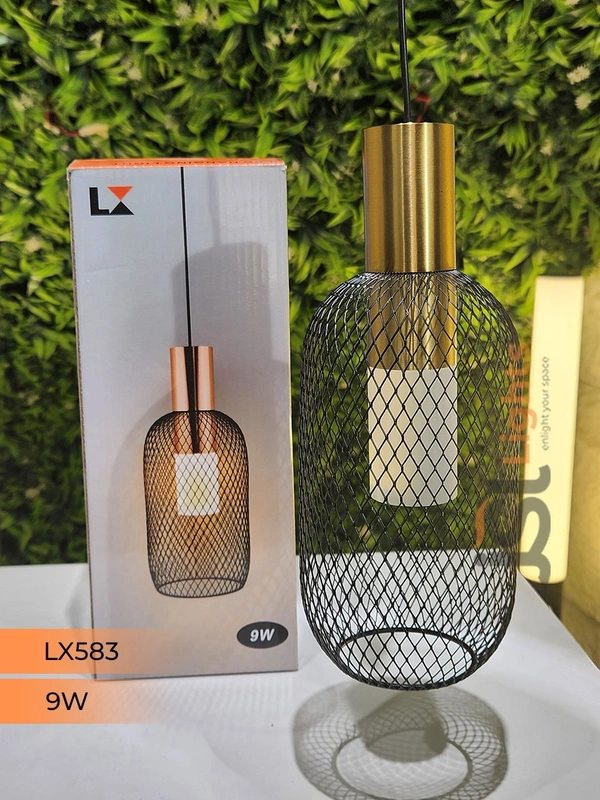 LX 583 9W BLACK GD Surface Hanging Light - 3000K