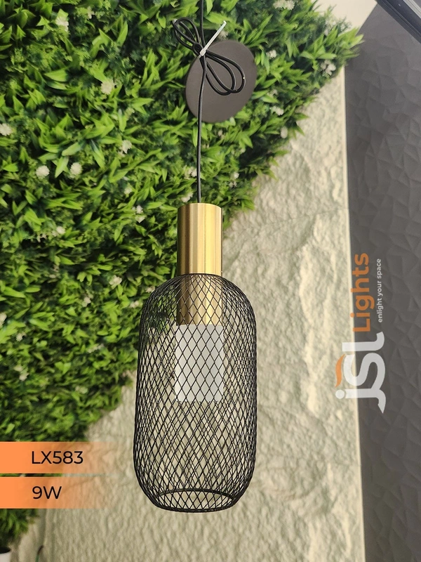 LX 583 9W BLACK GD Surface Hanging Light - 3000K