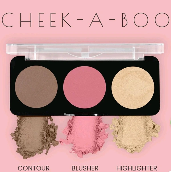 SWISS BEAUTY Cheek-A-Boo 3-in-1 Face Palette with Blusher , Contour and Highlighter - Sandal