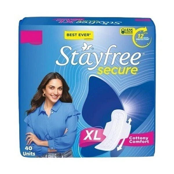 Stayfree Secure XL 40 Pads | Cottony Soft Sanitary Pads for Women