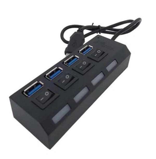 USB 3.0 Hub – 4 Port High‑Speed Data Transfer, Compact Design, Plug & Play
- Black