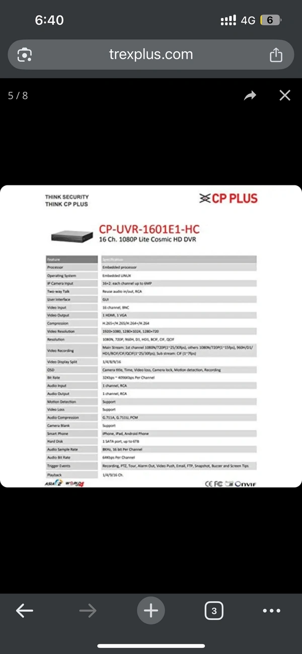 CP Plus 16 Channel DVR – Full HD 1080N Recording , Smart & Reliable Security System