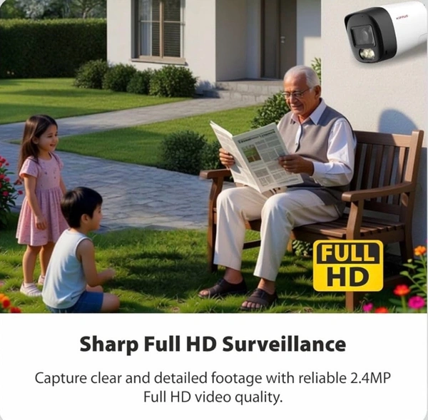 CP Plus Illumax 2.4MP Outdoor CCTV Camera — Color Night Vision, Built‑in Mic, Smart Dual Light, Motion Detection, Weatherproof, DVR Compatible