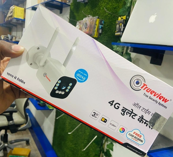 Trueview 3MP Smart 4G Bullet All Time Color Security Camera with , Two-Way Audio & Cloud Storage With STQC. - White