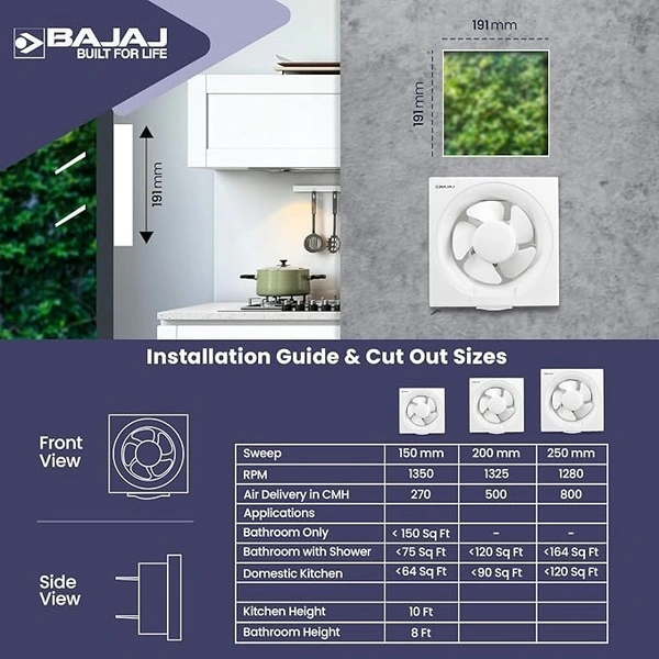 Bajaj Airout 150 Mm 4 Star White Dom Exhaust Fan