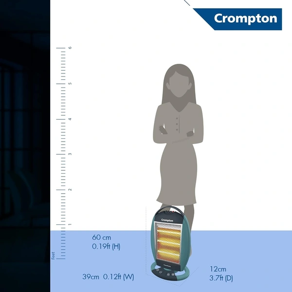 Crompton Insta Cozy 1200 Watt Halogen Room Heater with 3 Heat Settings(Grey Blue)