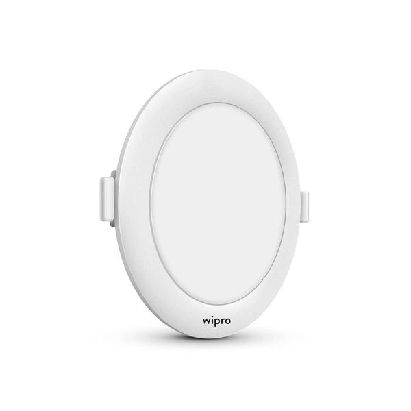 Wipro Garnet 5W Round LED Alpha Panel | Warm White (2700K) | Recessed Down Light for False Ceiling | Cutout - 153mm | Pack of 1
