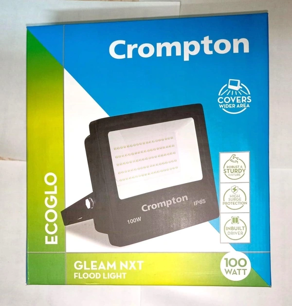 Crompton Led Flood Light 100W Outdoor Waterproof Led Flood Light | Wide Angle Beam| (Cool Day Light 6500K) - Pack Of 1 - Glass