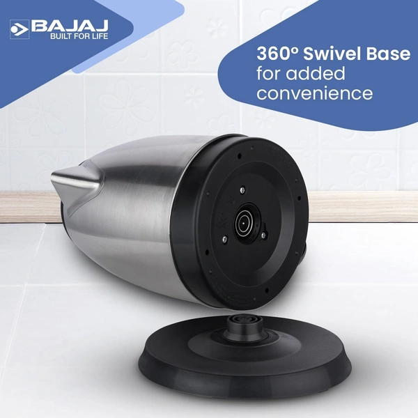 Bajaj KTX 1.5 Litre DLX Electric Kettle | 1350 Watts Kettle with Stainless Steel Body | Cordless Operation | Auto Shut-off Mechanism | 2-Yr Warranty