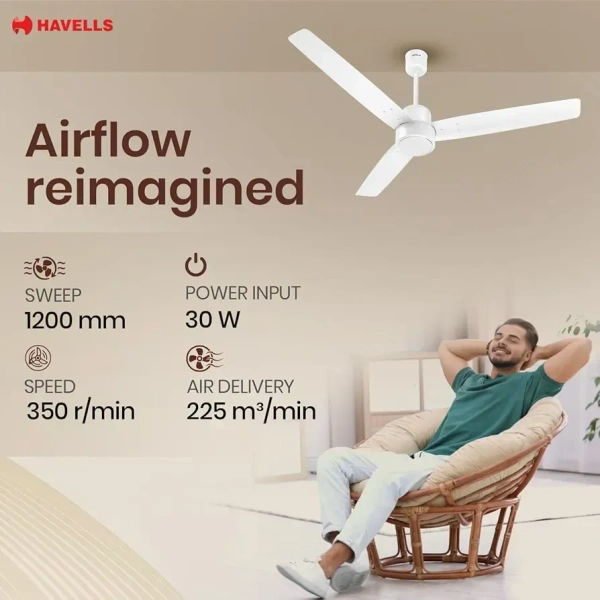 Havells FAB BLDC Ceiling Fan 1200mm, 350 RPM, 30W - 1200 MM