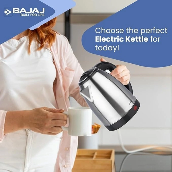 Bajaj KTX 1.8 Litre DLX Electric Kettle |1500 Watts Kettle with Stainless Steel Body | Cordless Operation | Auto Shut-off Mechanism | 2-Yr Warranty | Black