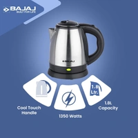 Bajaj KTX 1.8 Litre DLX Electric Kettle | 1350 Watts Kettle with Stainless Steel Body | Cordless Operation | Auto Shut-off Mechanism | 2-Yr Warranty - White