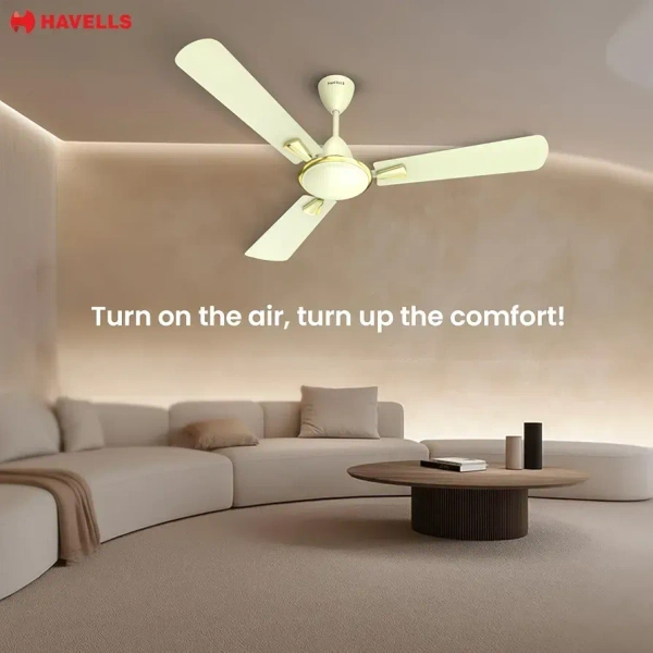 Havells Quickair 1200 mm Ceiling Fan, High-Speed, Energy Efficient, Silent Operation, Modern Design | 1 Star Rating | 2 Years Manufacturer Warranty (Bianco)
