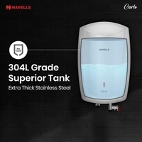 Havells Carlo 5 Litre Instant Water Heater | Color Changing LED Indicator, Rust and shock proof, ISI Certified | Fire retardant power cord; Warranty: 5 YEAR Free Connection Pipe