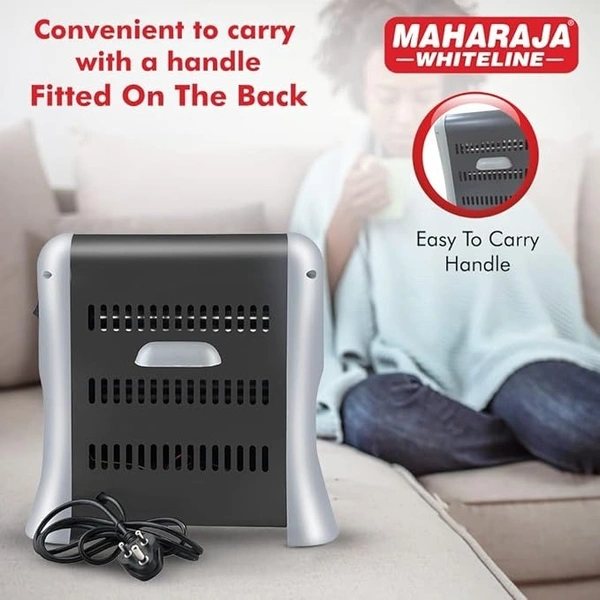 Maharaja Whiteline Quato Neo 800 Watts Quartz Heater | 2 Heat Setting | Easy to Carry | Shock Proof Body (Grey)