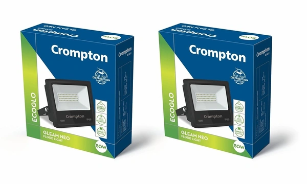 Crompton Gleam 50 Watt Outdoor Waterproof LED Flood Light | Wide Angle Beam| (Cool Day Light 6500K) -