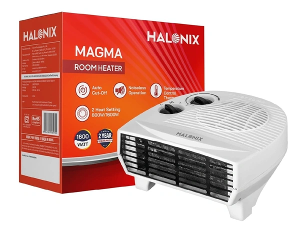  Halonix Magma 1600W Fan Room Heater | ISI Certified | 2 Heat Setting | Auto Cut-Off Safety | Noiseless Operation | Energy Efficient | 2-Year Warranty
