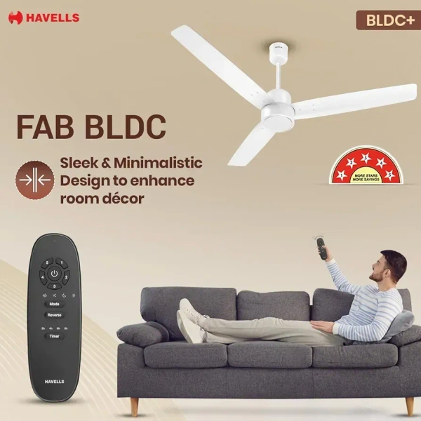 Havells FAB BLDC Ceiling Fan 1200mm, 350 RPM, 30W - 1200 MM