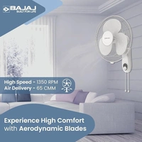 Bajaj Frore Neo 400 MM Wall Mount Fan|Wall Fan for Kitchen & Home| Smooth Oscillation|100% CopperMotor| HighAir Delivery|3-Speed Control| Rust Free| 2-Yr Warranty White - 400mm
