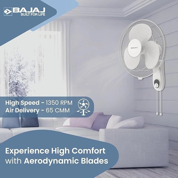 Bajaj Frore Neo 400 MM Wall Mount Fan|Wall Fan for Kitchen & Home| Smooth Oscillation|100% CopperMotor| HighAir Delivery|3-Speed Control| Rust Free| 2-Yr Warranty White - 400mm