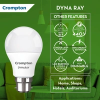 Crompton Dyna Ray 9W Round B22 LED Cool Day Light Pack