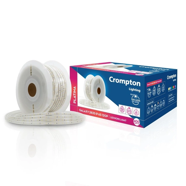 Crompton Galaxy LED Rope Light IP65 120P 50 Meter (warm white, Pack of 1)