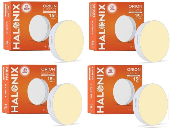 halonix Halonix 15W Warm White Yellow Orion Round Led Rimless Surface downlighter| Led Ceiling Light for Home, Shop and Office |Pack of 1 Warm White Yellow.