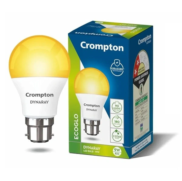 Crompton 9 W Basic Standard B22 LED Bulb (White, Pack of 4) - B22, WARM WHITE, FREE DELHIVERY