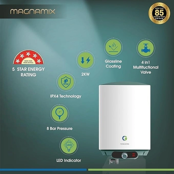 CG 15 L Storage Water Heater (Geyser) | with Glassline Tank | 4 Level Safety | Rust Proof body | BEE 5 Star Rated | For Home, Bathroom | White - White, 1