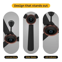 atomberg Erica Artesta 1200mm Designer BLDC Ceiling Fan with Remote | 5-star | Best-in-class Air Delivery | Newly Launched | Low noise | LED Speed Indicator | 2 Years Warranty (Midnight Black) - 1200 mm, midnight black