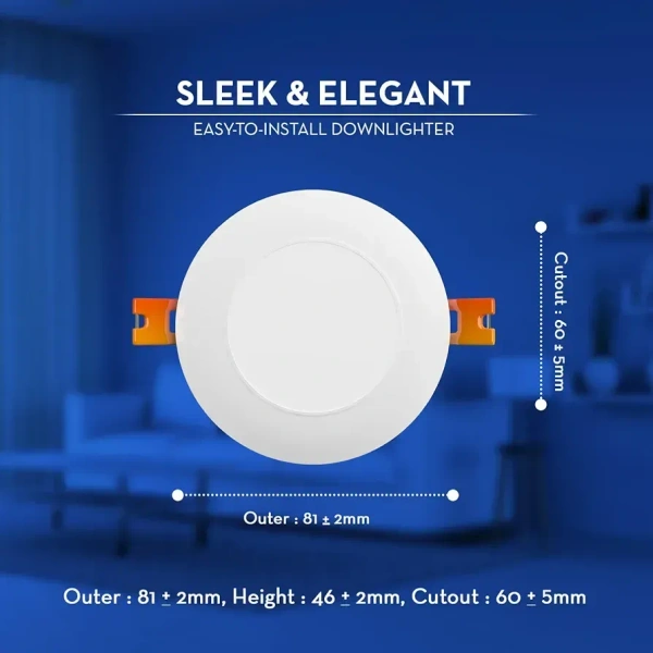 Crompton Domestic Recess LED Deep Cut Down Lighter Star Deep Glaze 3W (Cool Day Light, Pack of 1)