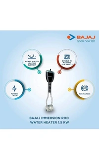 Bajaj Waterproof 1500 Watts Immersion Rod Heater, ABS - BLACK