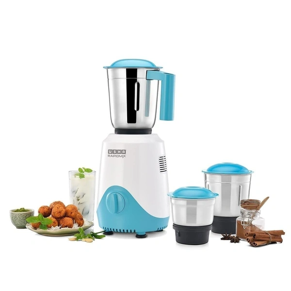 Usha speed master mixer grinder 500 Watts, 2 years warranty. copper motor, blue - 1
