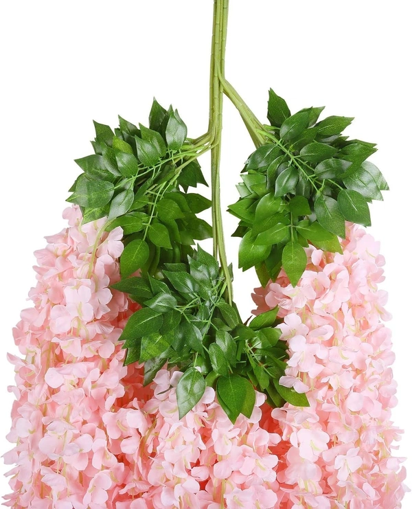 Indian Aesthetica Artificial Wisteria Vine – Fake Wisteria Peach Hanging Garland | Silk Long Hanging Flowers String for Home, Party & Wedding Décor – White (Pack of 12, 43.5 Inches Each) - 43.5 Inches (110 cm), Peach