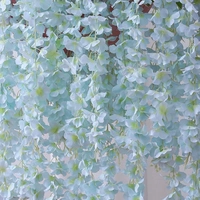 Indian Aesthetica Artificial Wisteria Vine – Fake Wisteria Blue Hanging Garland | Silk Long Hanging Flowers String for Home, Party & Wedding Décor – Blue (Pack of 12, 43.5 Inches Each) - 43.5 Inches (110 cm), Blue