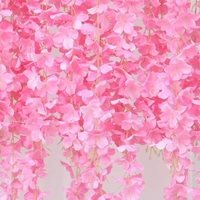 Indian Aesthetica Artificial Wisteria Vine – Fake Wisteria Light Pink Hanging Garland | Silk Long Hanging Flowers String for Home, Party & Wedding Décor – Light Pink (Pack of 12, 43.5 Inches Each) - 43.5 Inches (110 cm), Light Pink