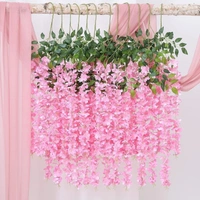 Indian Aesthetica Artificial Wisteria Vine – Fake Wisteria Light Pink Hanging Garland | Silk Long Hanging Flowers String for Home, Party & Wedding Décor – Light Pink (Pack of 12, 43.5 Inches Each) - 43.5 Inches (110 cm), Light Pink