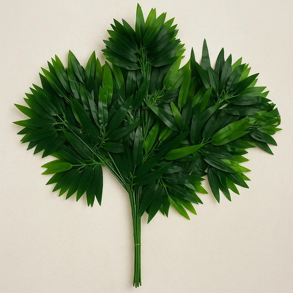 Indian Aesthetica Best Artificial Green Leaves Patta for Home and Wedding Decoration (Size - 2 feet) Pack of 12 (1 Dozen) - Bamboo Ivy Plant Bush