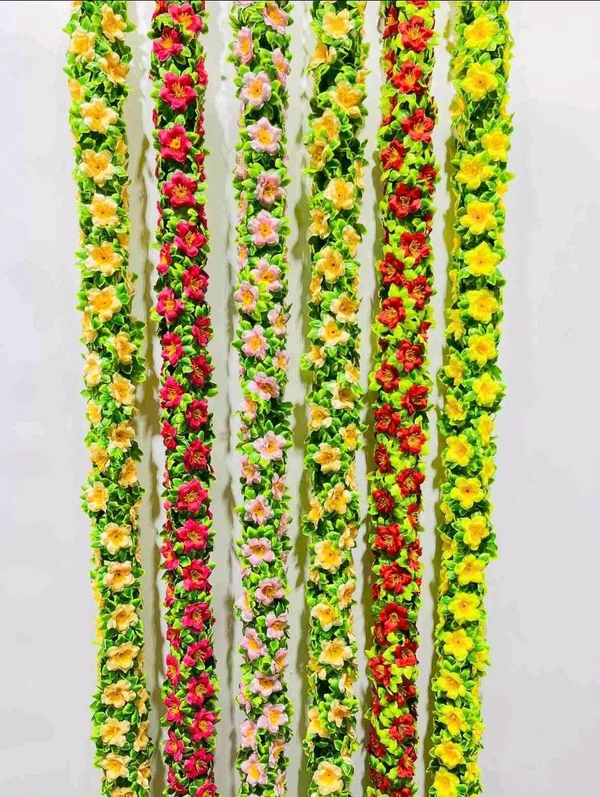 Artificial Hanging Rose Flower Vine for Indoor and Outdoor Decoration (33 inch) Pack of 2 (red-pink-yellow-purple) - Multicolour 2