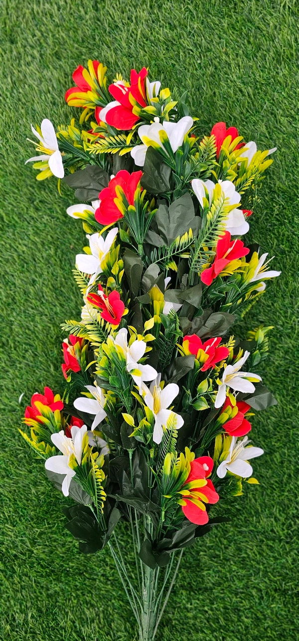 Indian Aesthetica Artificial Flower Lily Bouquets | Faux Flowers Bunch - for Table Vase, Pot, Home Decor, Living Room, Side Table Centerpiece - 50 Inch