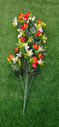 Indian Aesthetica Artificial Flower Lily Bouquets | Faux Flowers Bunch - for Table Vase, Pot, Home Decor, Living Room, Side Table Centerpiece - 50 Inch