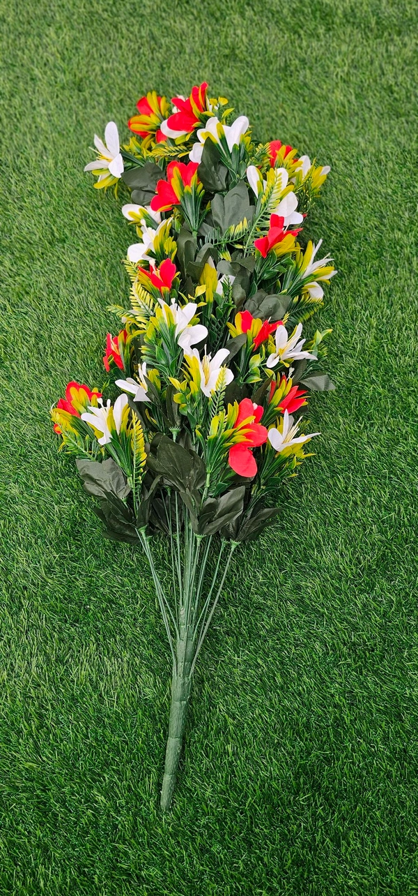 Indian Aesthetica Artificial Flower Lily Bouquets | Faux Flowers Bunch - for Table Vase, Pot, Home Decor, Living Room, Side Table Centerpiece - 50 Inch