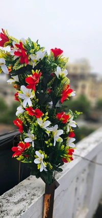 Indian Aesthetica Artificial Flower Lily Bouquets | Faux Flowers Bunch - for Table Vase, Pot, Home Decor, Living Room, Side Table Centerpiece - 50 Inch