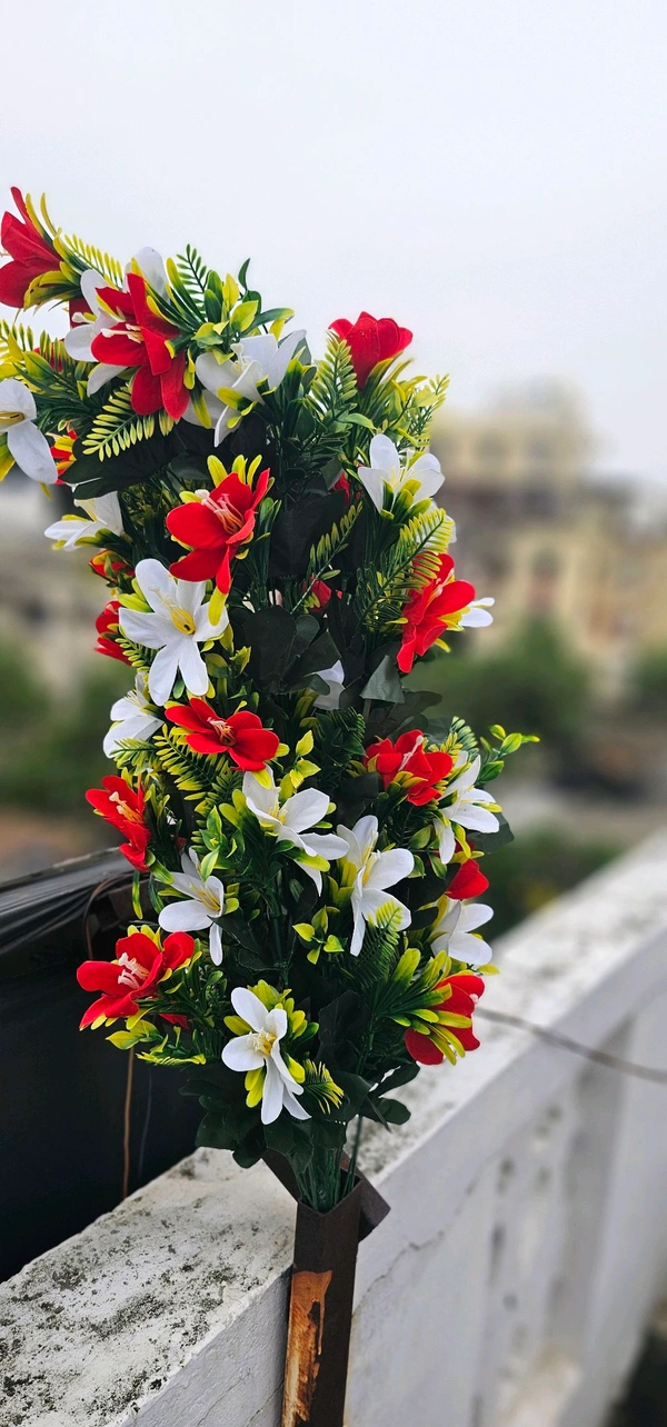 Indian Aesthetica Artificial Flower Lily Bouquets | Faux Flowers Bunch - for Table Vase, Pot, Home Decor, Living Room, Side Table Centerpiece - 50 Inch