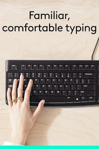 Logitech K120 Wired Keyboard for Windows, USB Plug-and-Play, Full-Size, Spill-Resistant, Curved Space Bar, Compatible with PC, Laptop
