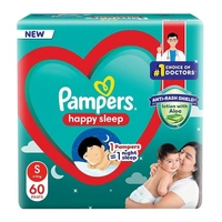 Pampers Happy Sleep Pant Style Baby Diapers, Small (S), 60 Count,