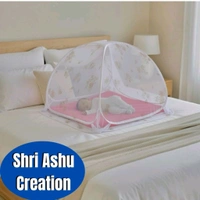 Shri Ashu Creation Foldable Baby Mosquito Net For 0 To 36 Months Old Baby, Washable Polyester Kids Mosquito Net (3ft×3ft×2.5ft)