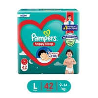Pampers Happy Sleep Pant Style Baby Diapers, Large (L), 42 Count,