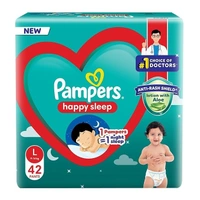 Pampers Happy Sleep Pant Style Baby Diapers, Large (L), 42 Count,