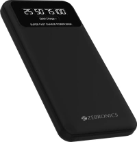 ZEBRONICS 10000 mAh 20 W Power Bank (Black, Lithium Polymer, Fast Charging for Mobile)